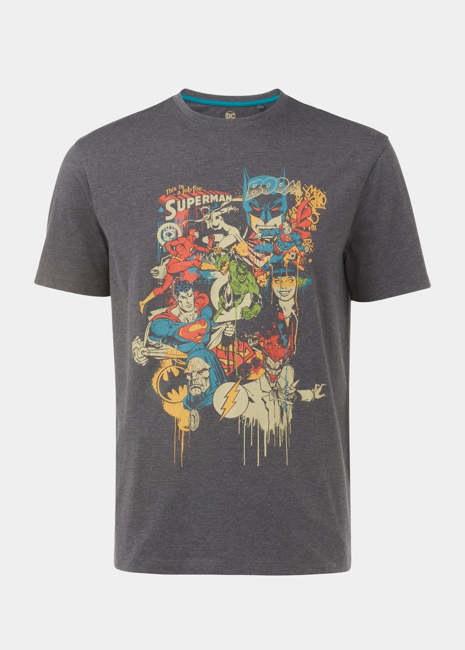 Charcoal Marl Superman Print T-Shirt