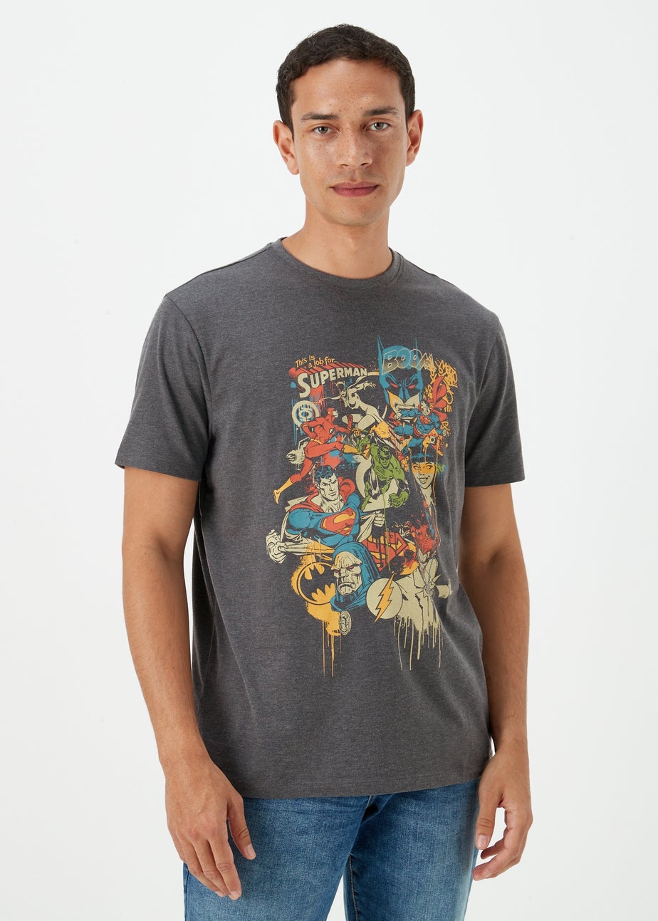 Charcoal Marl Superman Print T-Shirt