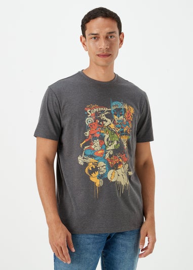 Charcoal Marl Superman Print T-Shirt
