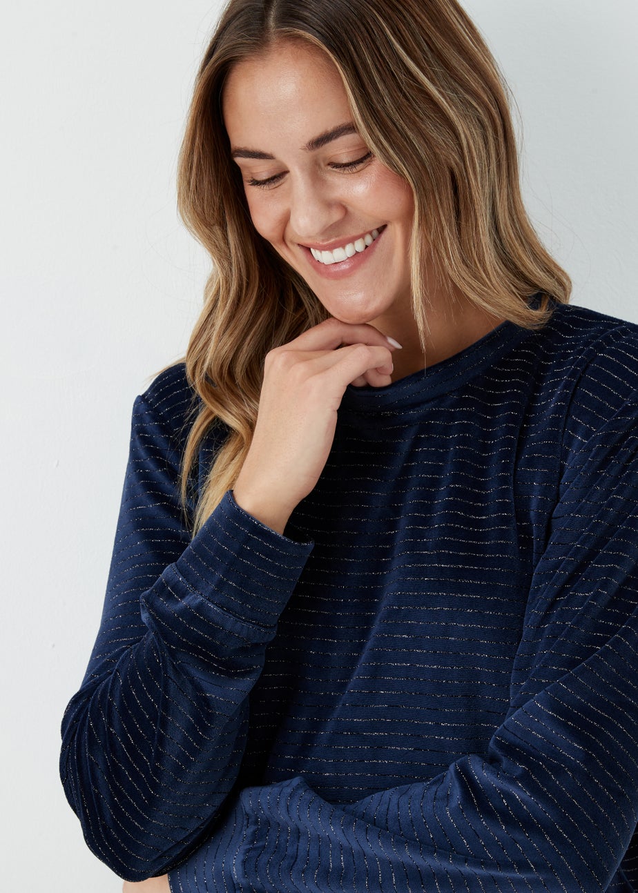 Navy Metallic Stripe Lounge Set