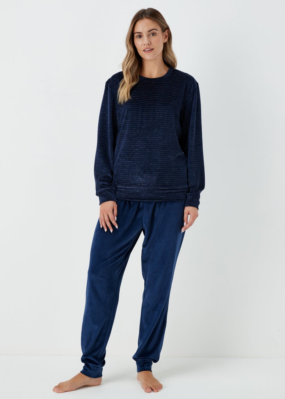 Navy Metallic Stripe Lounge Set