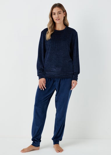 Navy Metallic Stripe Lounge Set