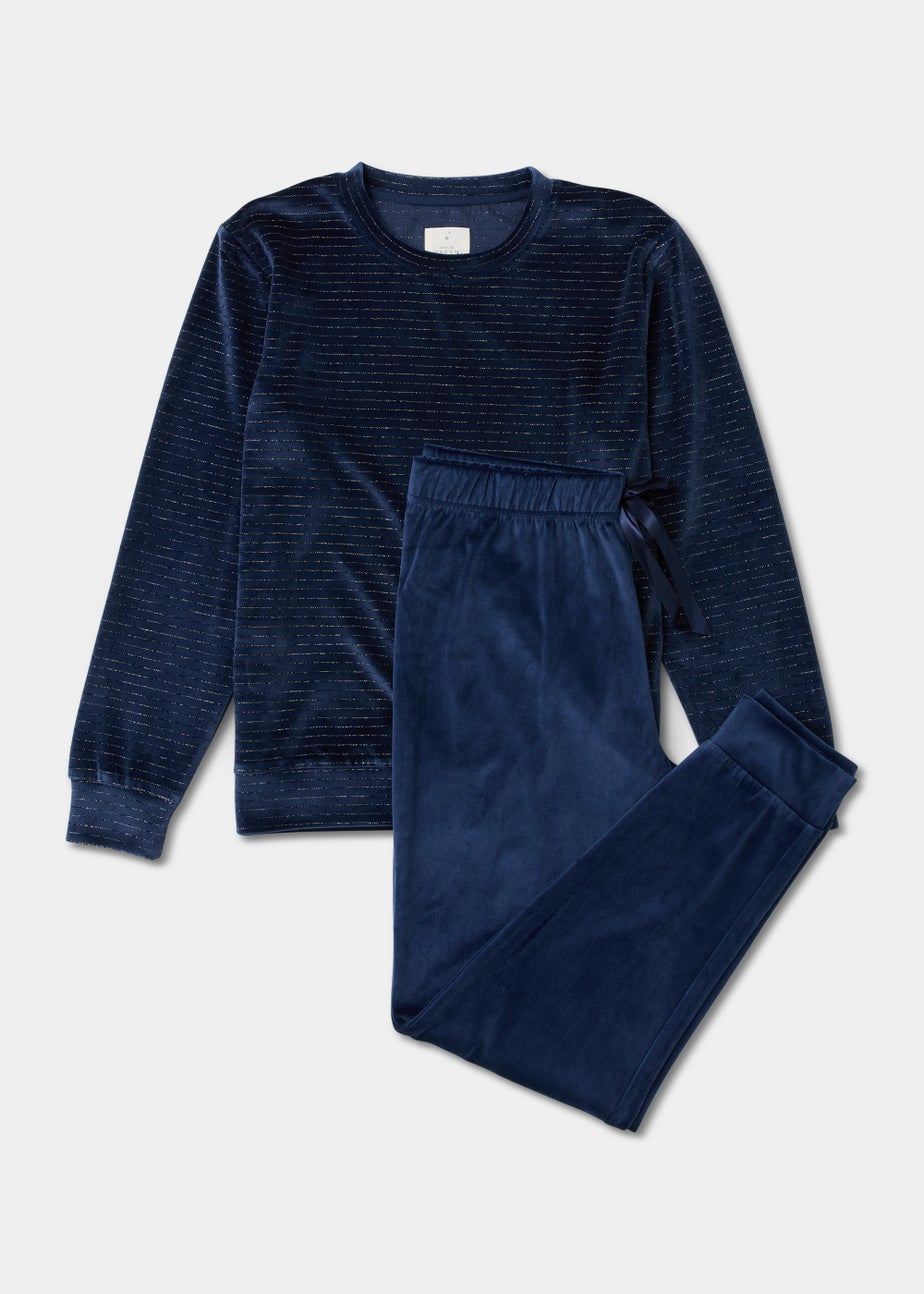 Navy Metallic Stripe Lounge Set