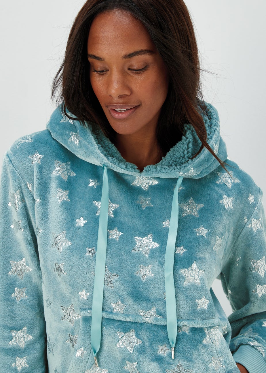 Aqua Foil Star Print Twosie Pyjama Set