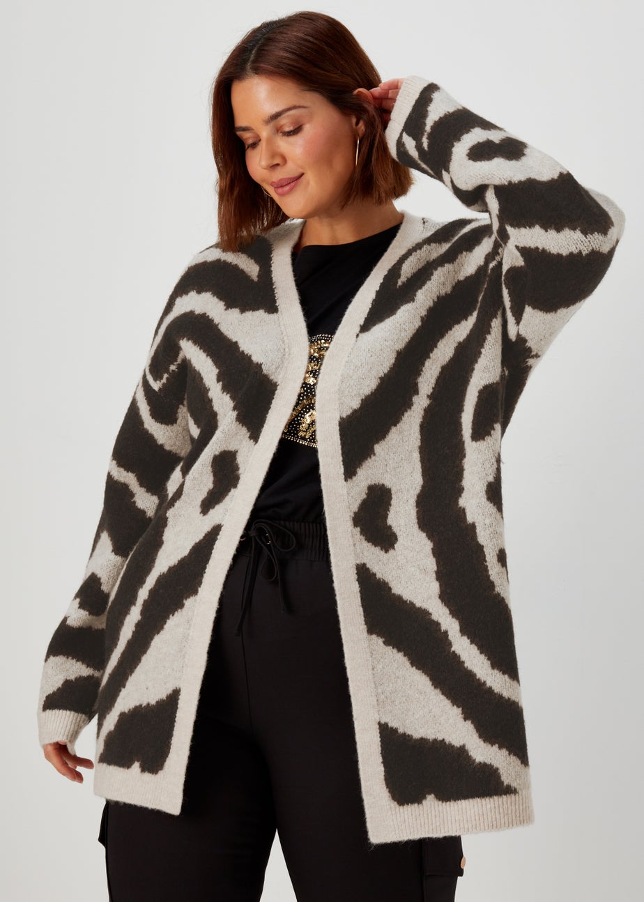 Papaya Curve Multicoloured Animal Print Longline Cardigan