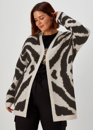 Papaya Curve Multicoloured Animal Print Longline Cardigan