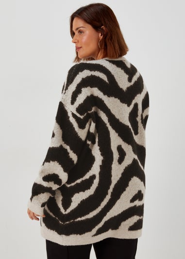Papaya Curve Multicoloured Animal Print Longline Cardigan