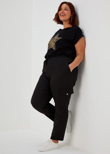 Papaya Curve Black Smart Cargo Trousers