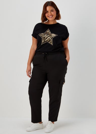 Papaya Curve Black Smart Cargo Trousers