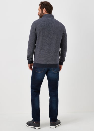 Lincoln Navy Textured Jersey 1/4 Zip Sweatshirt