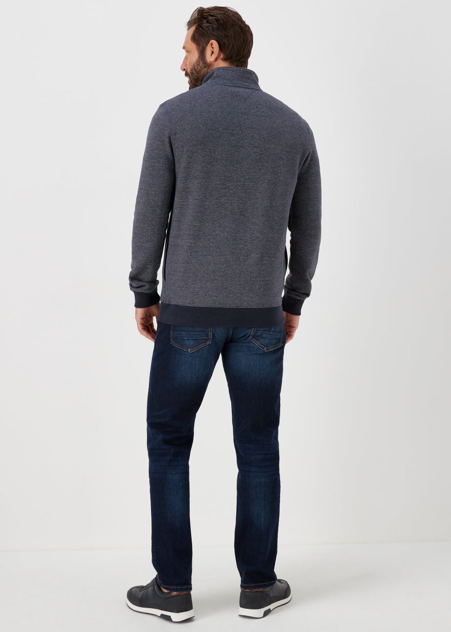 Lincoln Navy Textured Jersey 1/4 Zip Sweatshirt