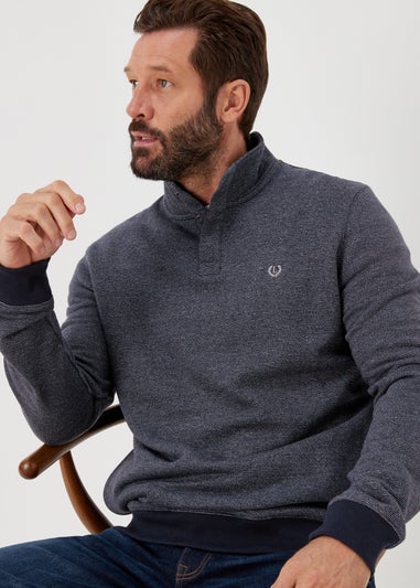 Lincoln Navy Textured Jersey 1/4 Zip Sweatshirt