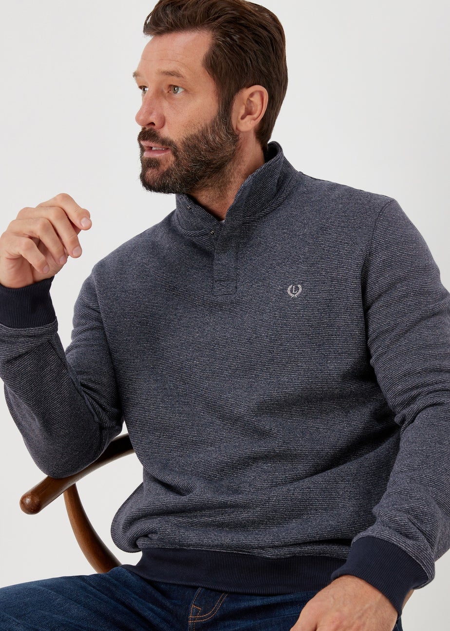 Lincoln Navy Textured Jersey 1/4 Zip Sweatshirt