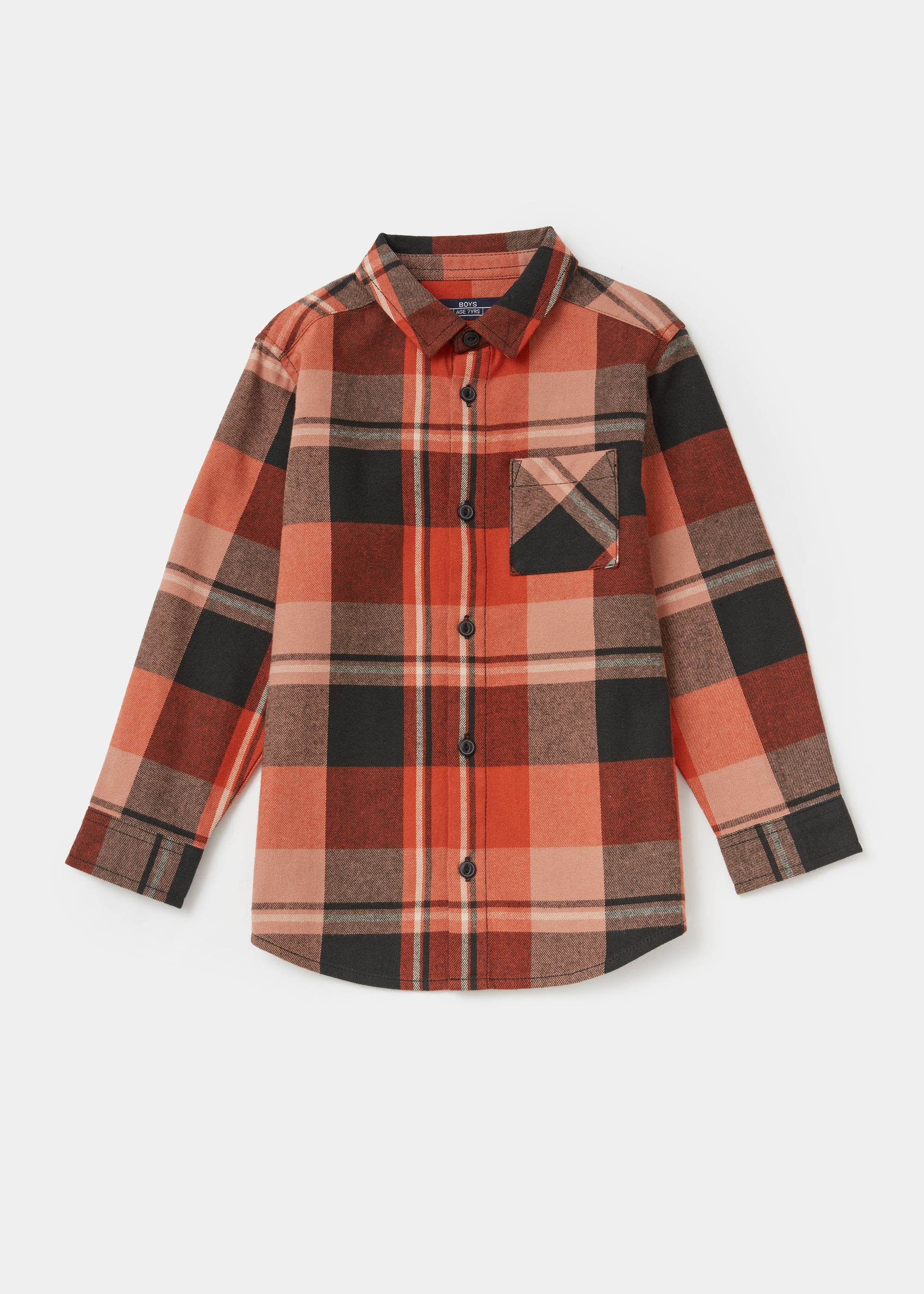 Boys Orange Check Shirt (4-13yrs) - Matalan
