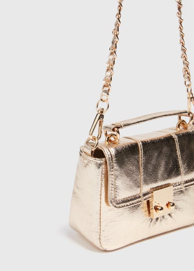 Gold Top Handle Mini Tote Bag
