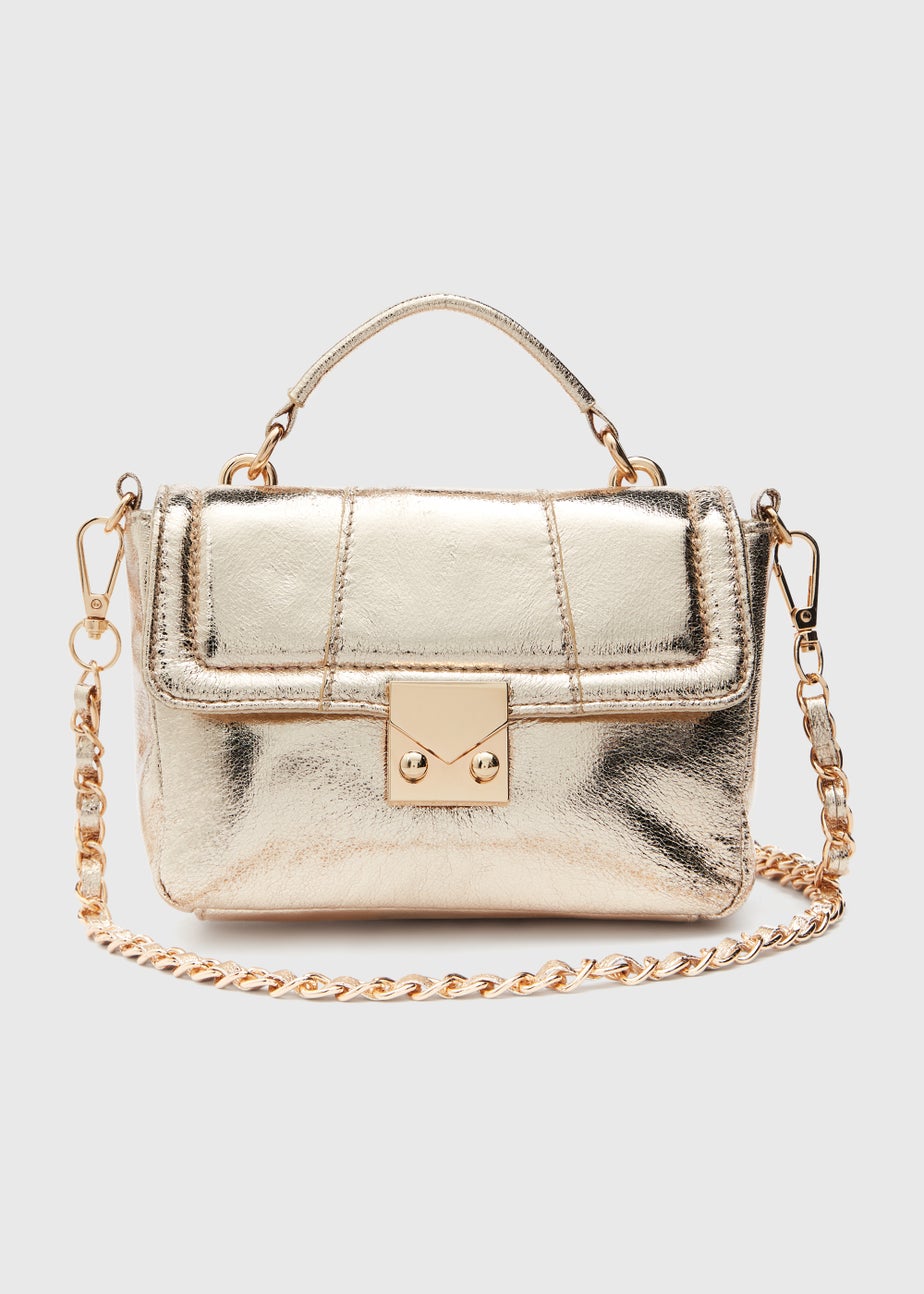 Gold Top Handle Mini Tote Bag