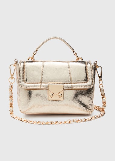 Gold Top Handle Mini Tote Bag