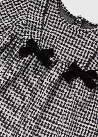 Girls Black Dogtooth Dress & Headband Set (9mths-6yrs)
