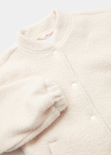 Girls Cream Boucle Bomber Jacket (4-15yrs)