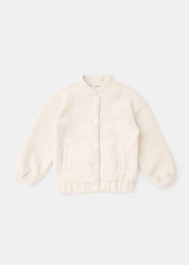 Girls Cream Boucle Bomber Jacket (4-15yrs)