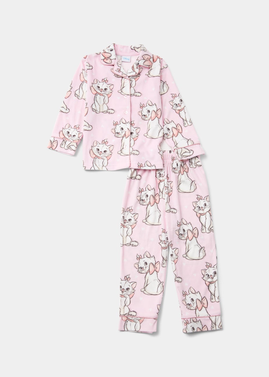 Kids Pink Disney Marie Fleece Button Up Pyjama Set (9mths-7yrs)