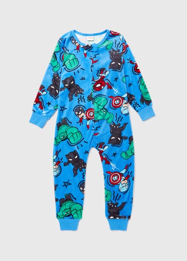 Kids Multicoloured Mini Marvel Print Hoodless Onesie (12mths-6yrs)