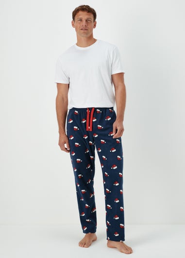Navy Santa Hat Fleece Pyjama Bottoms