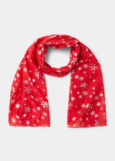 Red Christmas Snowflake Woven Scarf