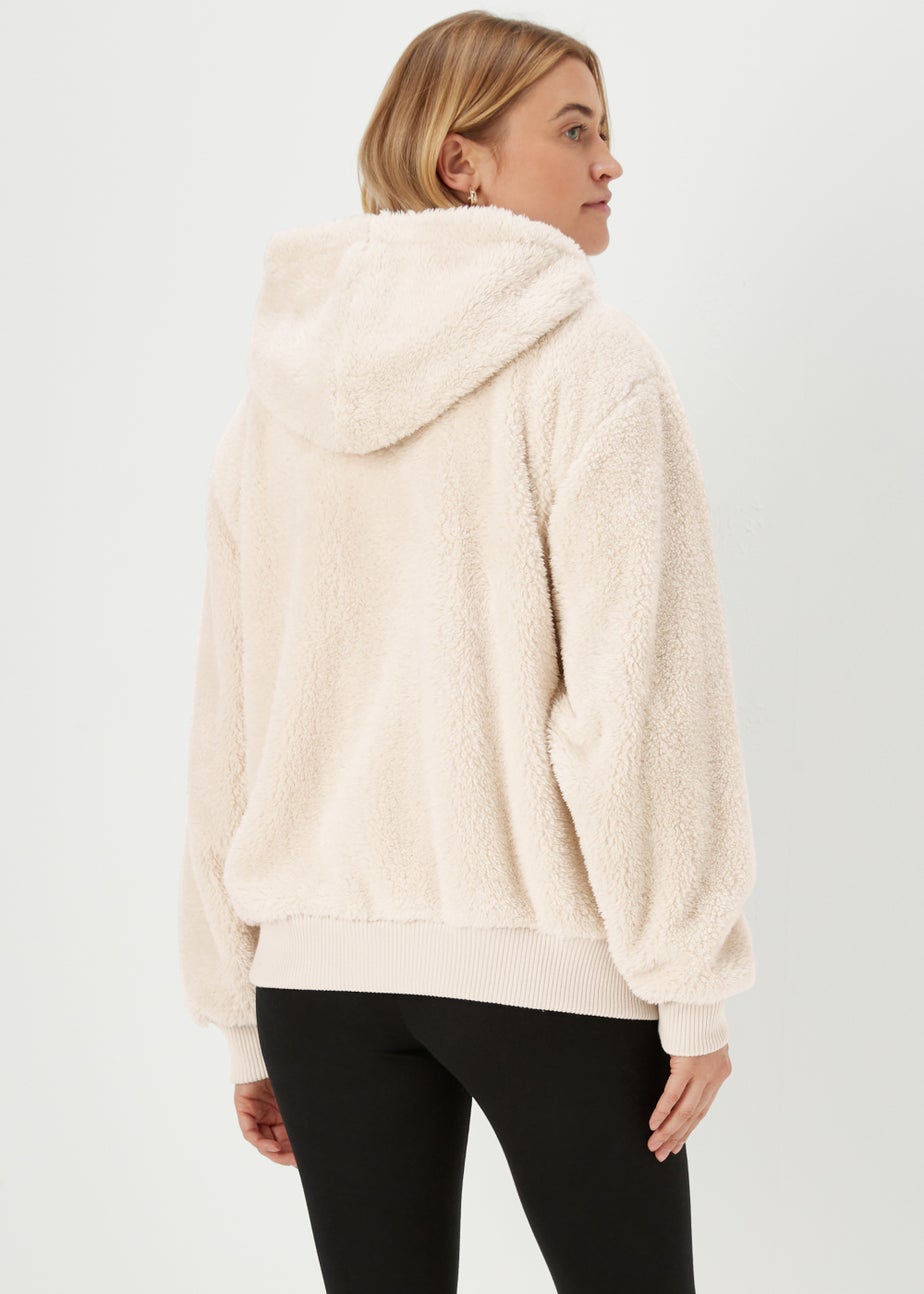 Ivory Teddy Fleece Zip Up Hoodie