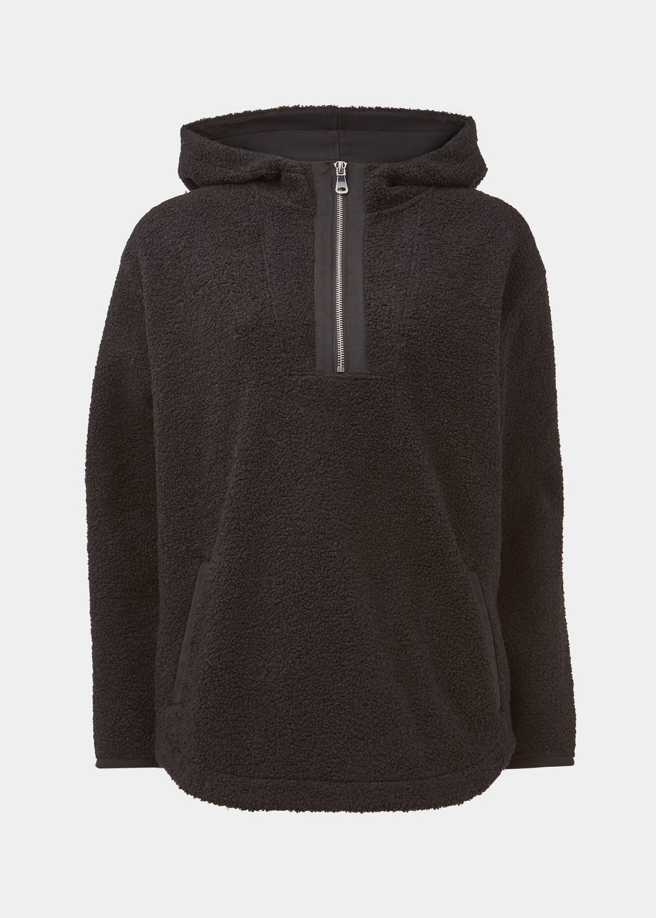 Black Borg Half Zip Longline Hoodie
