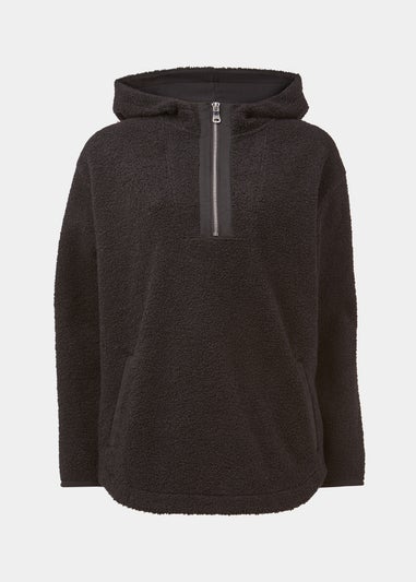 Black Borg Half Zip Longline Hoodie
