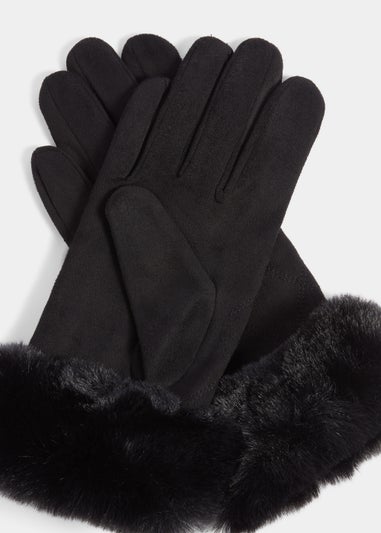 Black Faux Fur Gloves