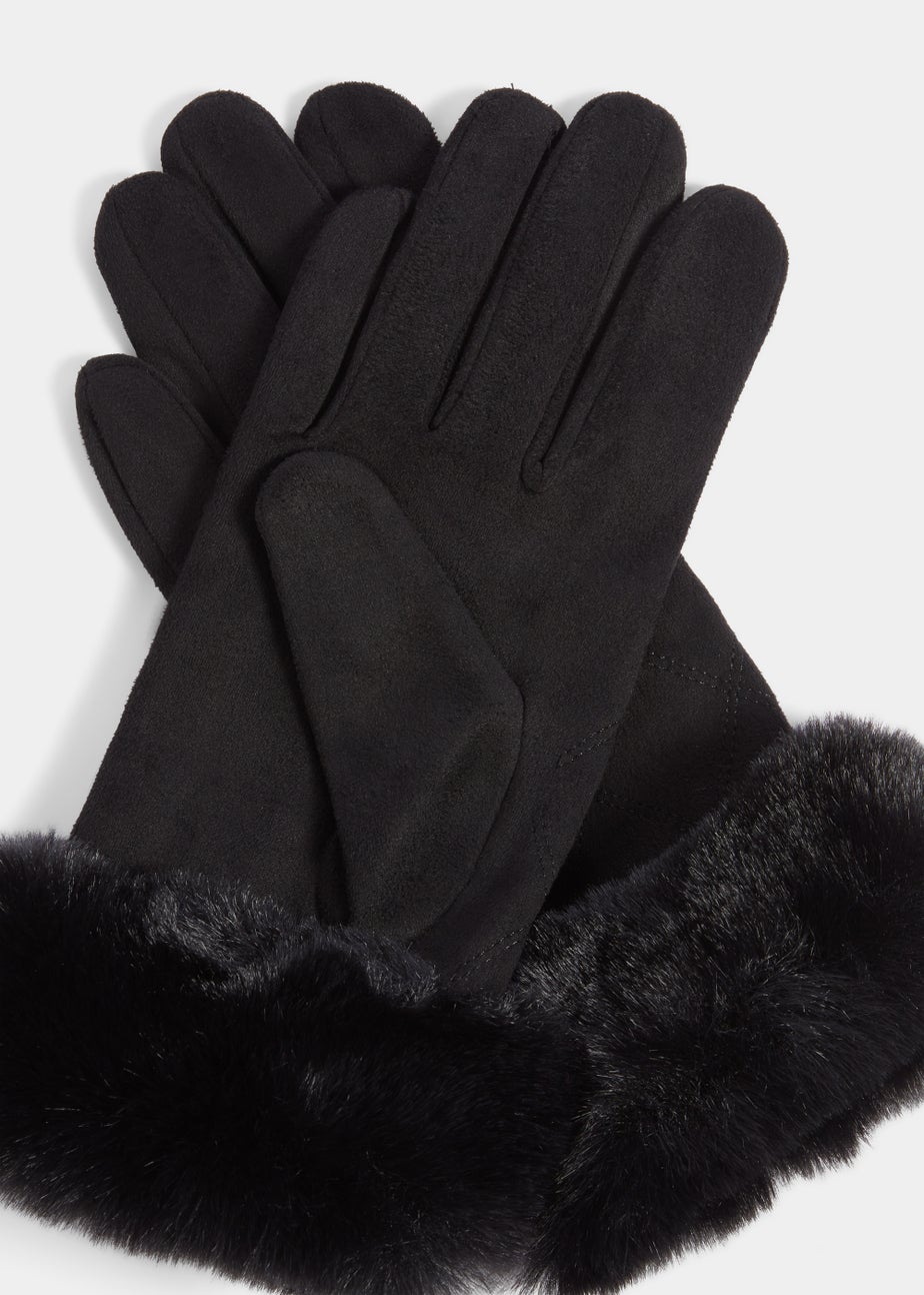 Black Faux Fur Gloves
