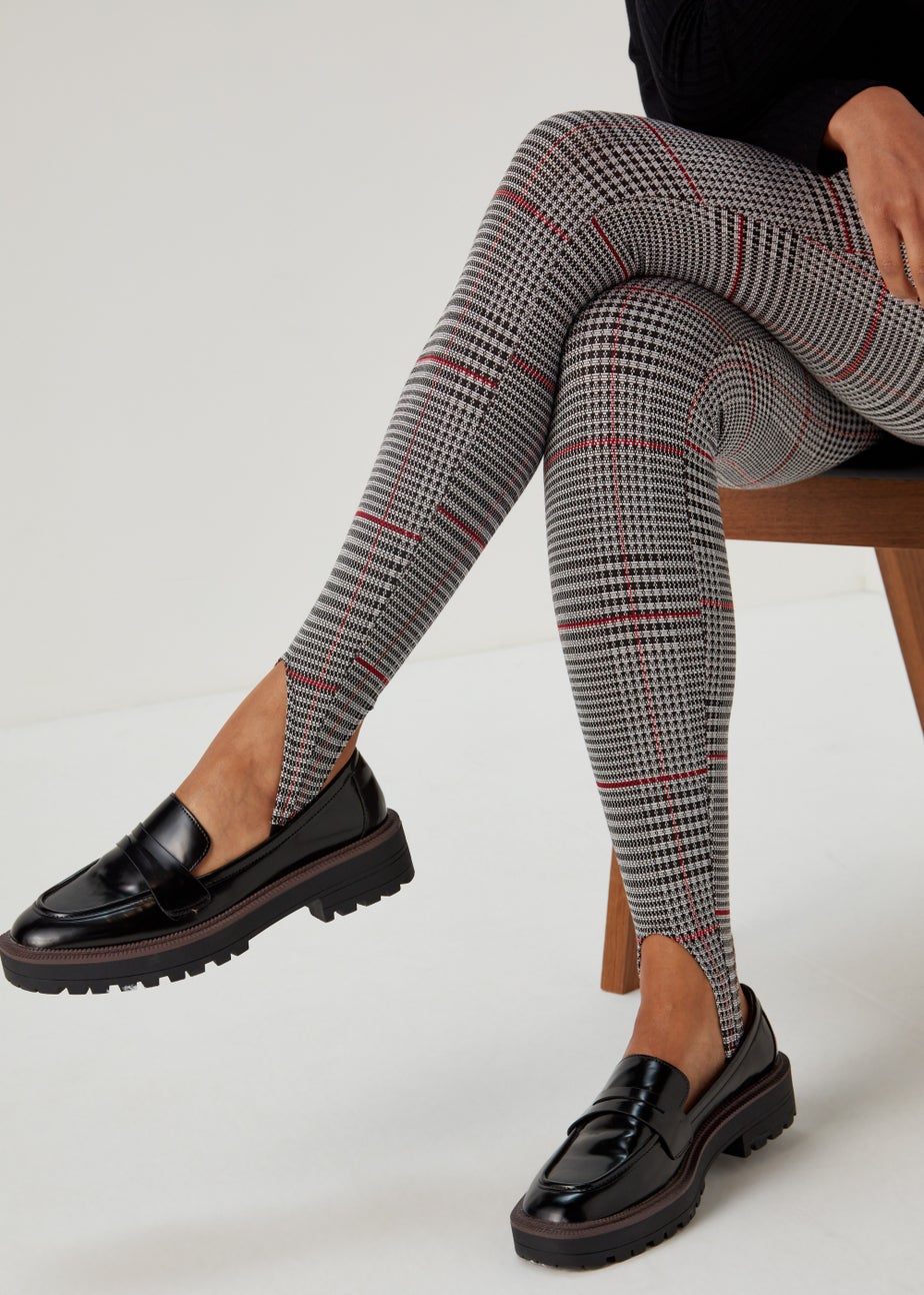 Black Check Stirrup Leggings