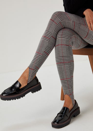 Black Check Stirrup Leggings
