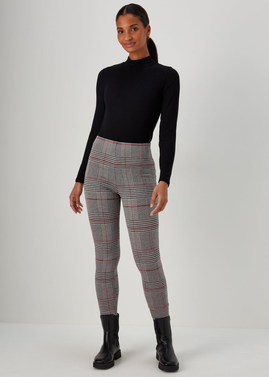 Black Check Stirrup Leggings