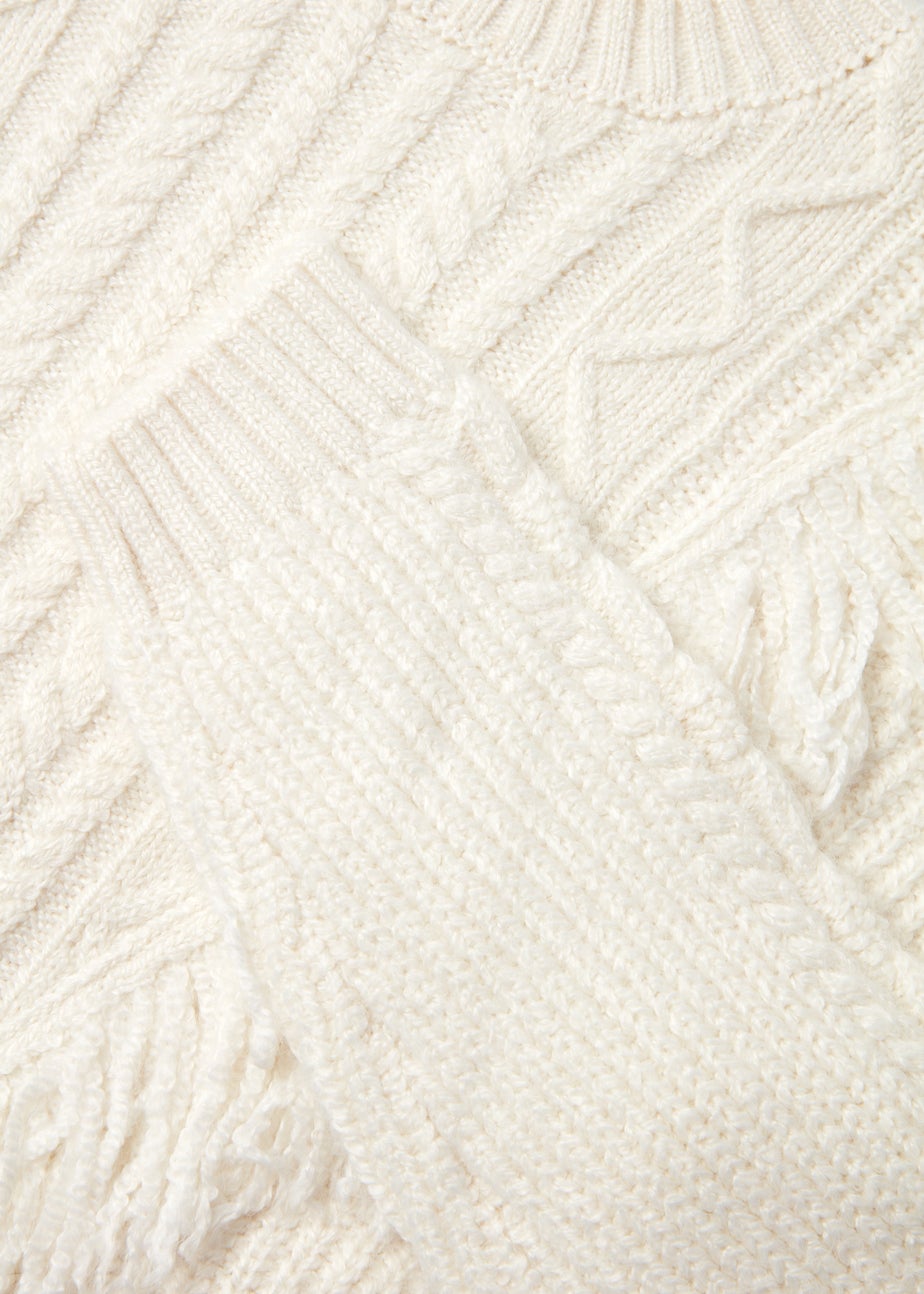 Girls Cream Fringe Cable Knit Jumper (4-13yrs)