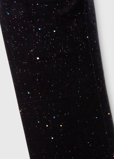 Girls Black Velvet Glitter Leggings (4-13yrs)