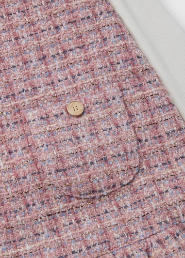 Girls Pink Boucle Pinafore & Cream Top Set (4-13yrs)