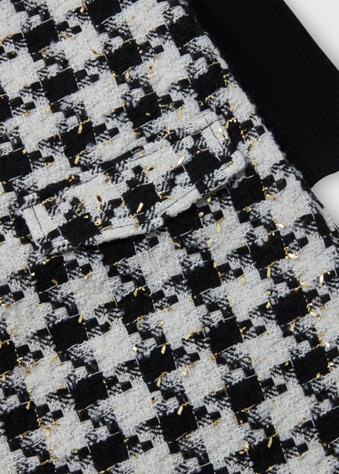 Girls Monochrome Check Boucle Pinafore & Top Set (4-13yrs)