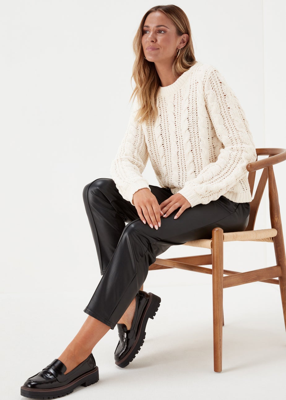 JDY Josia Ecru Cable Knit Jumper