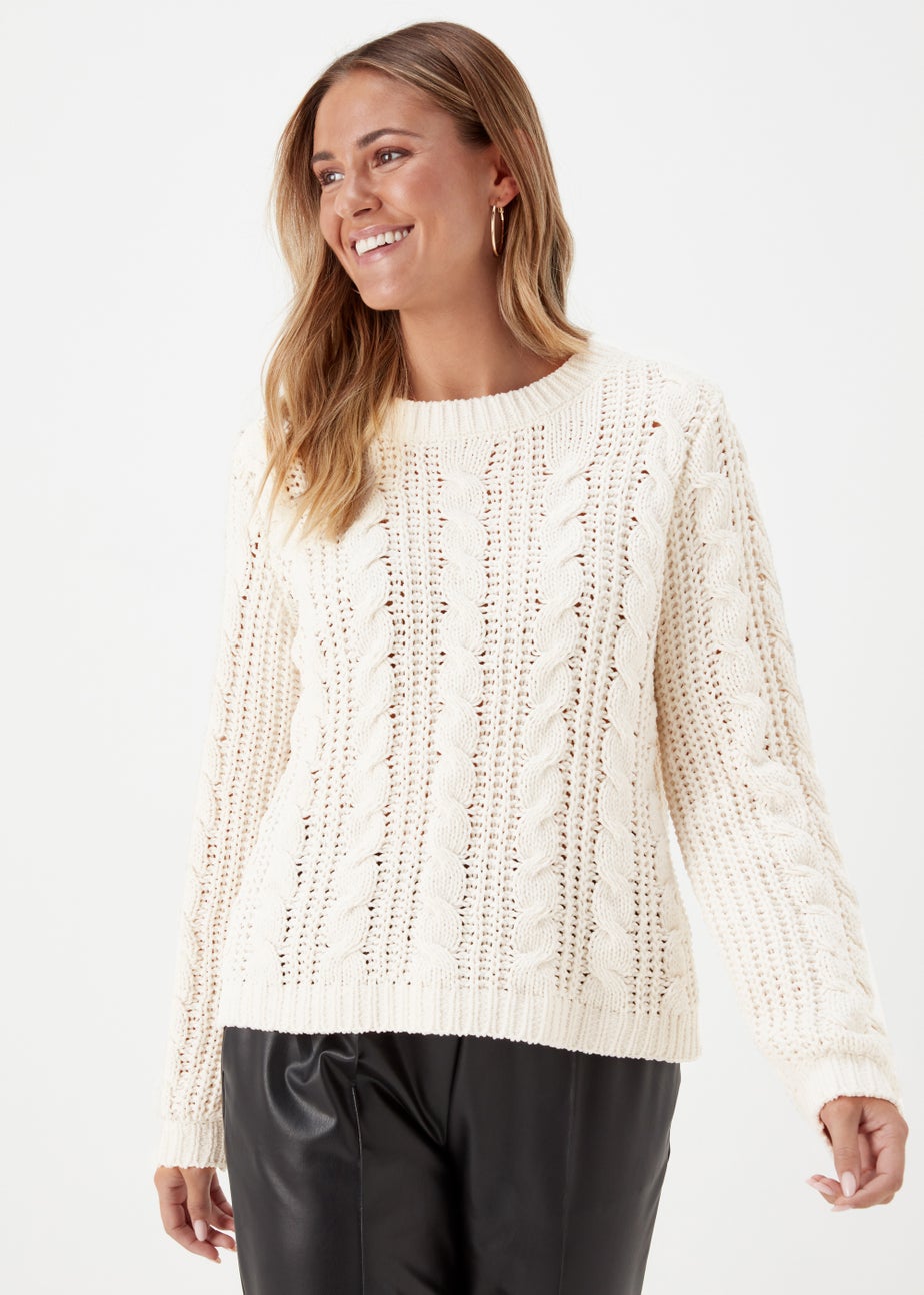 JDY Josia Ecru Cable Knit Jumper