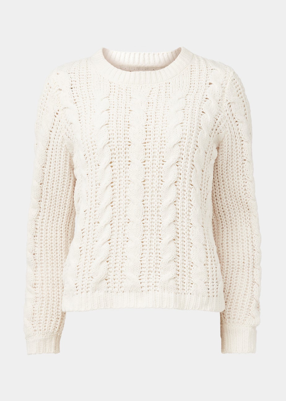 JDY Josia Ecru Cable Knit Jumper