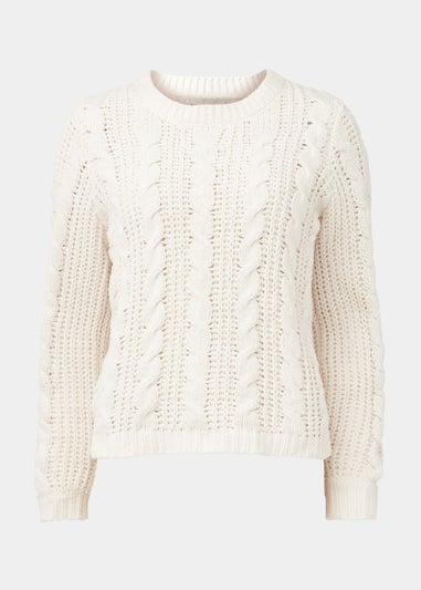JDY Josia Ecru Cable Knit Jumper