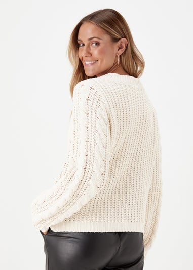 JDY Josia Ecru Cable Knit Jumper