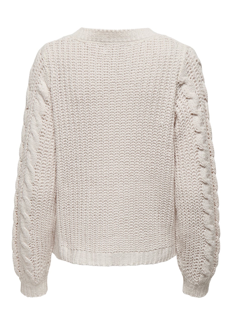 JDY Josia Ecru Cable Knit Jumper
