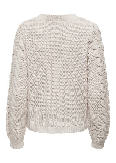 JDY Josia Ecru Cable Knit Jumper
