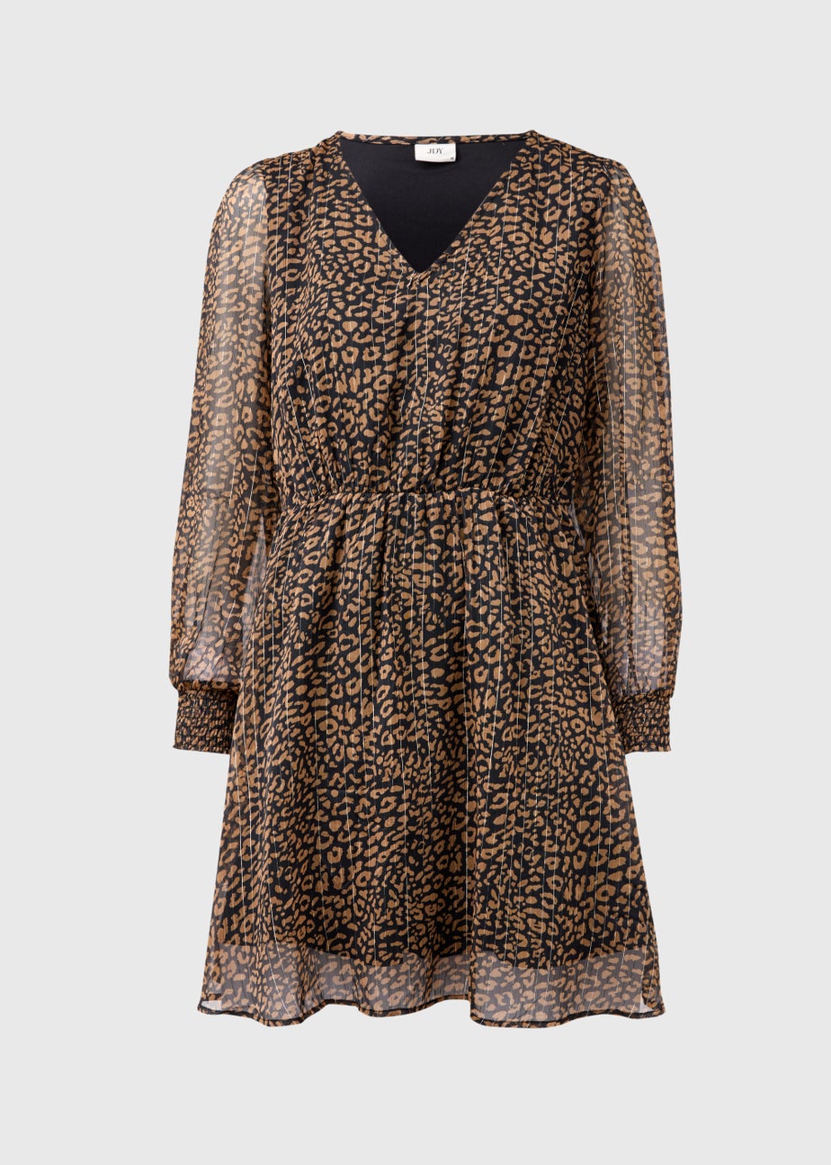 JDY Cody Brown V Neck Long Sleeve Dress
