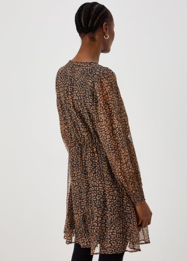 JDY Cody Brown V Neck Long Sleeve Dress