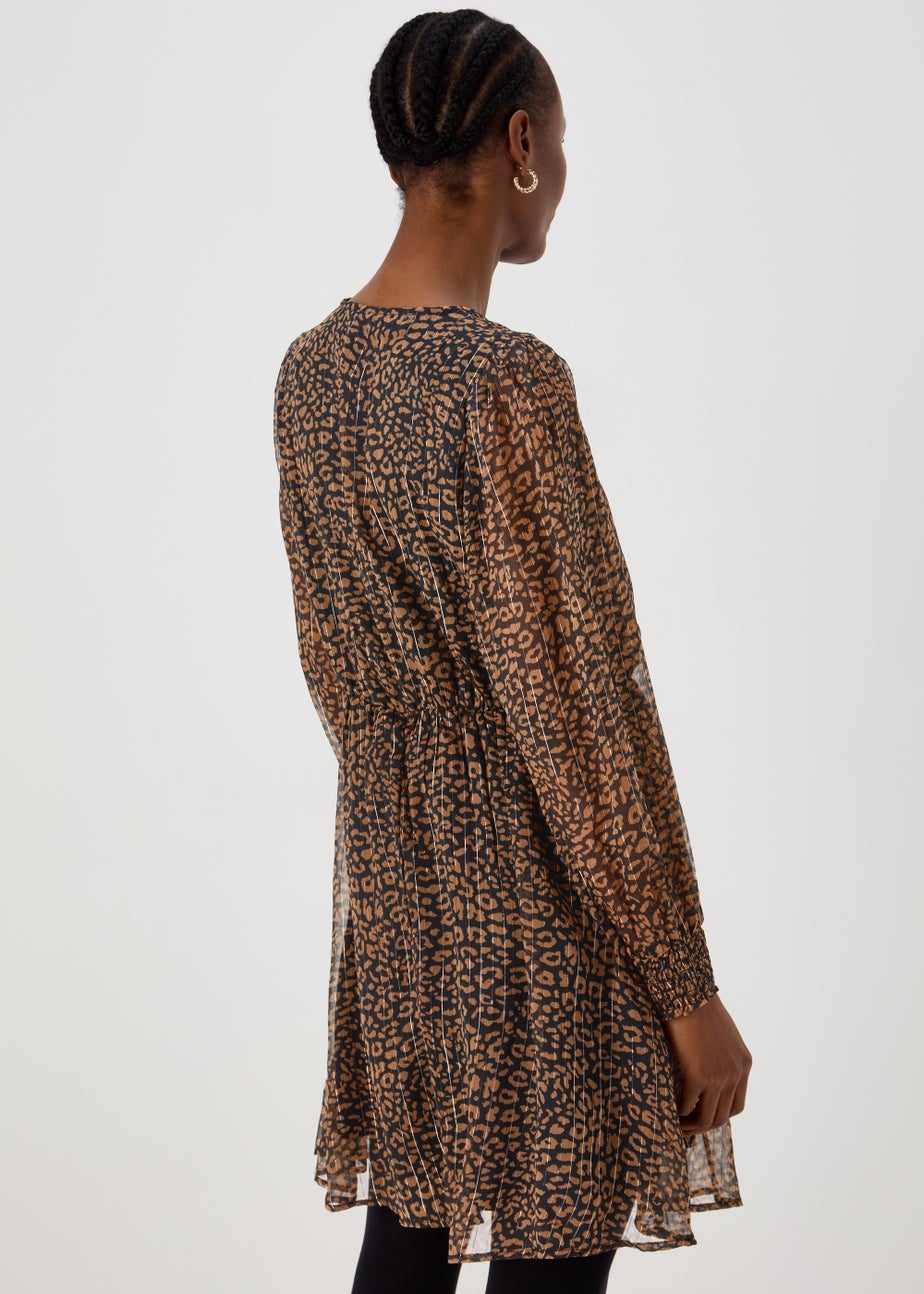 JDY Cody Brown V Neck Long Sleeve Dress